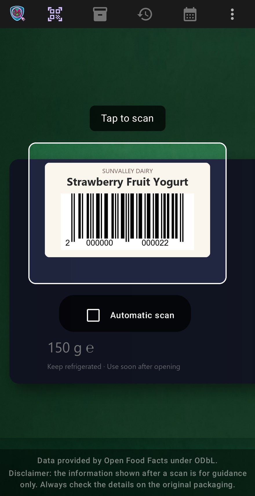 Lechs Food Viewer - Barcode-Scanner